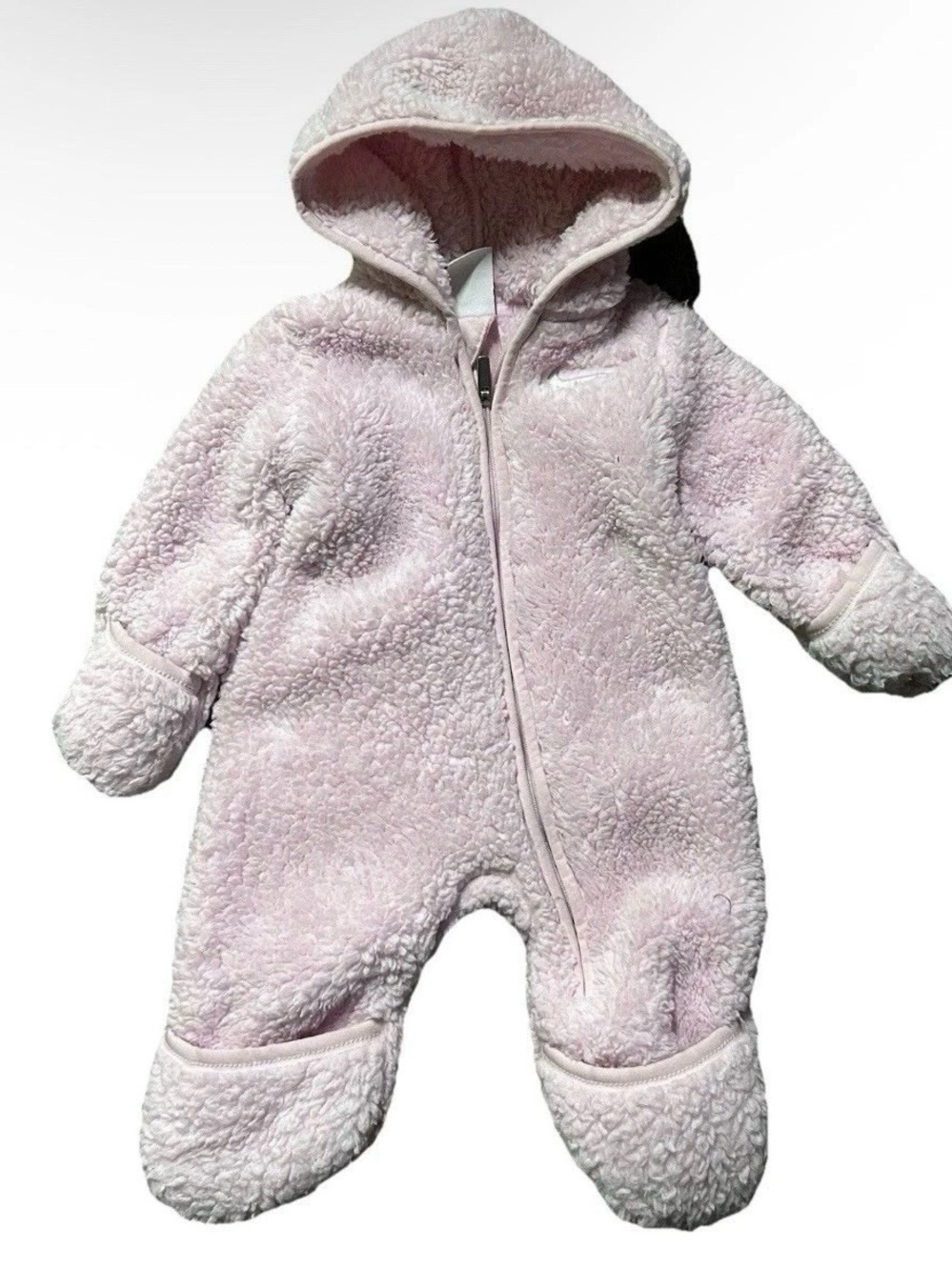 Baby Girl Nike Pink Sherpa Bunting Suit Size 0-3 Months